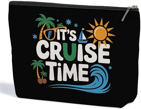 ZHAMEN Cruise Vacation Makeup Bag, Portable Pouch Purse Travel Essentials Organizer Cosmetic Bags for Women, Cruise Time Travel Makeup Toiletries Accessories, Gifts for Women