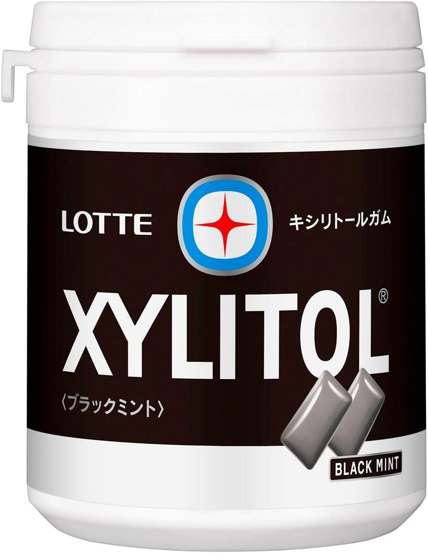 Lotte Xylitol Gum (Black Mint) Family Bottle 143 g | Chewing Gum | Made in Japan