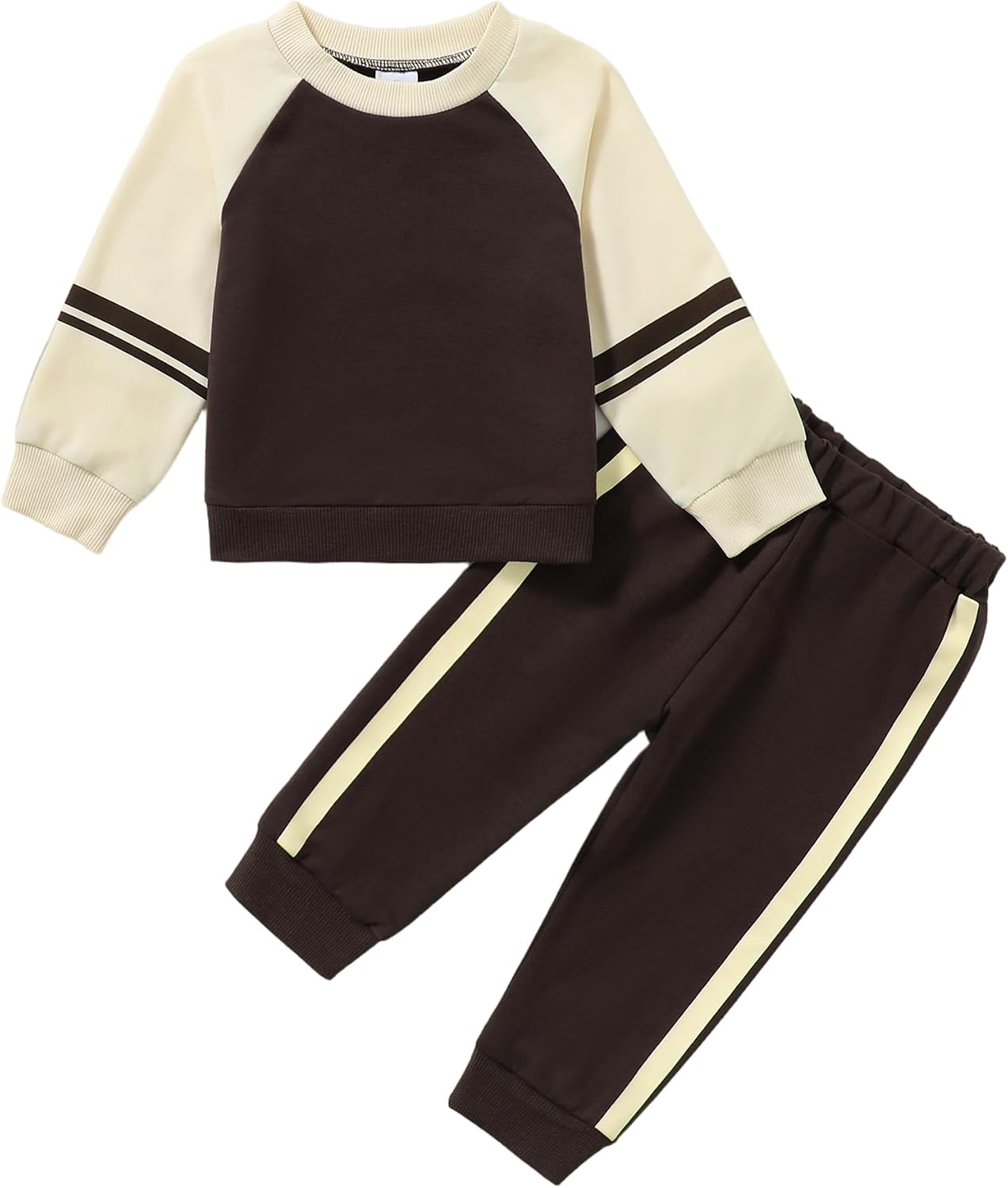 Mikrdoo Toddler Girl Clothes Baby Fall Winter Outfits Color Block Side Striped Long Sleeve Sweatsuit 12M-5T for Girls