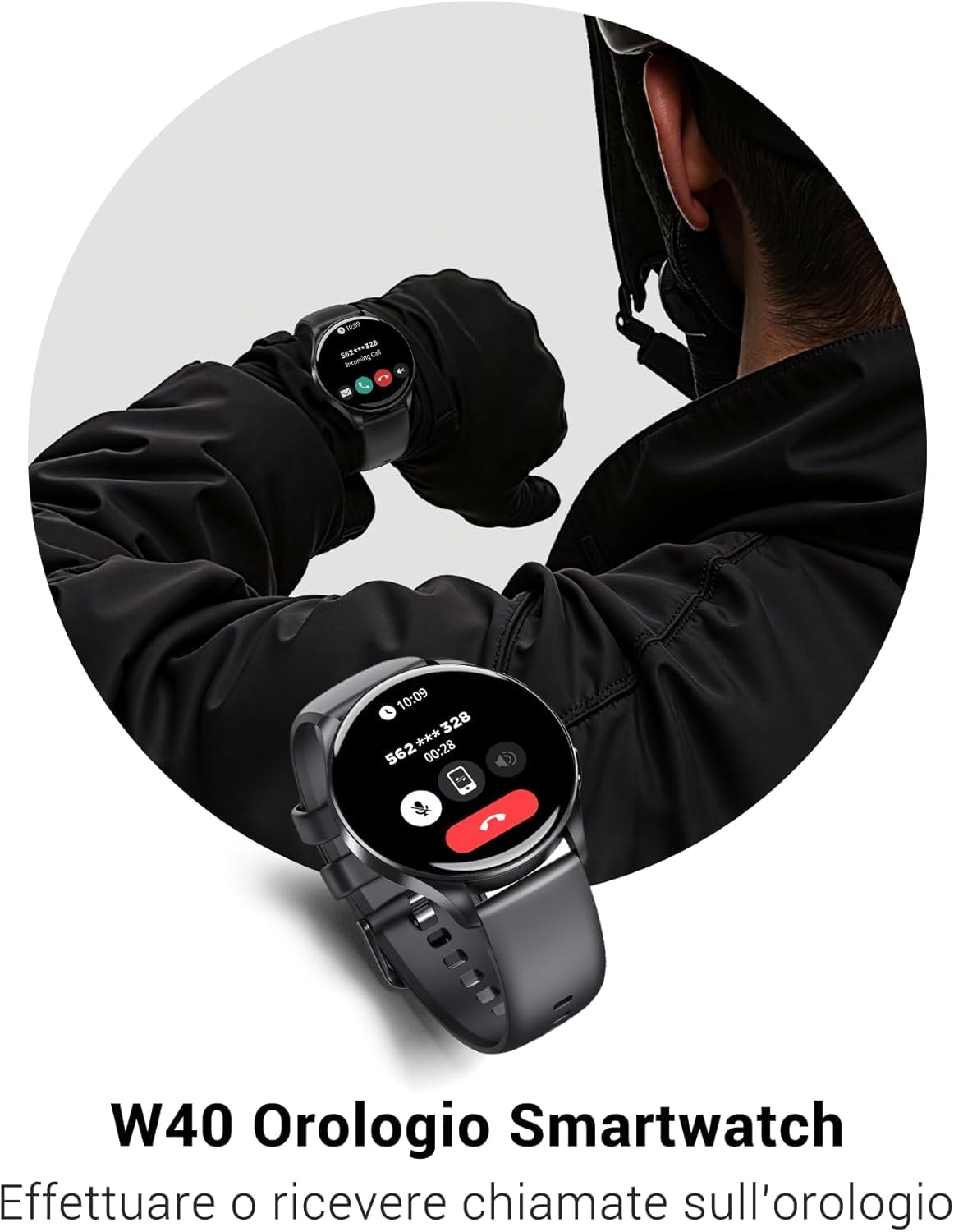 IOWODO Smartwatch, Orologio Fitness con Chiamate Bluetooth e Schermo AMOLED Rotondo 1.43", Monitoraggio Frequenza Cardiaca 24/7 e Sonno, Impermeabile IP68, per iPhone e Android