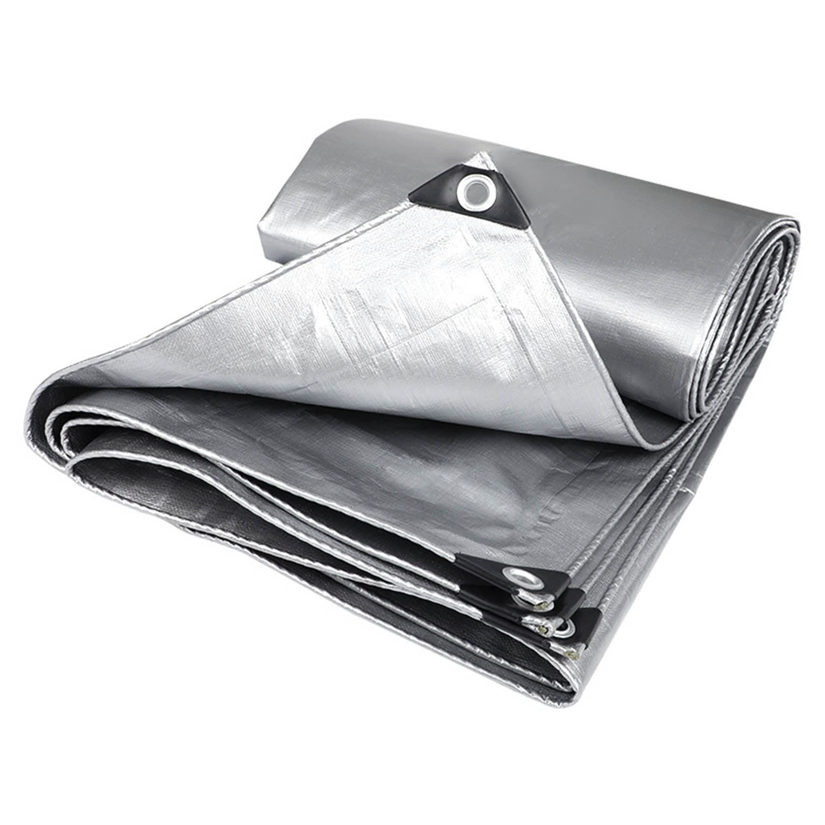 Lona impermeable plateada resistente a la intemperie gruesa con ojales de aluminio