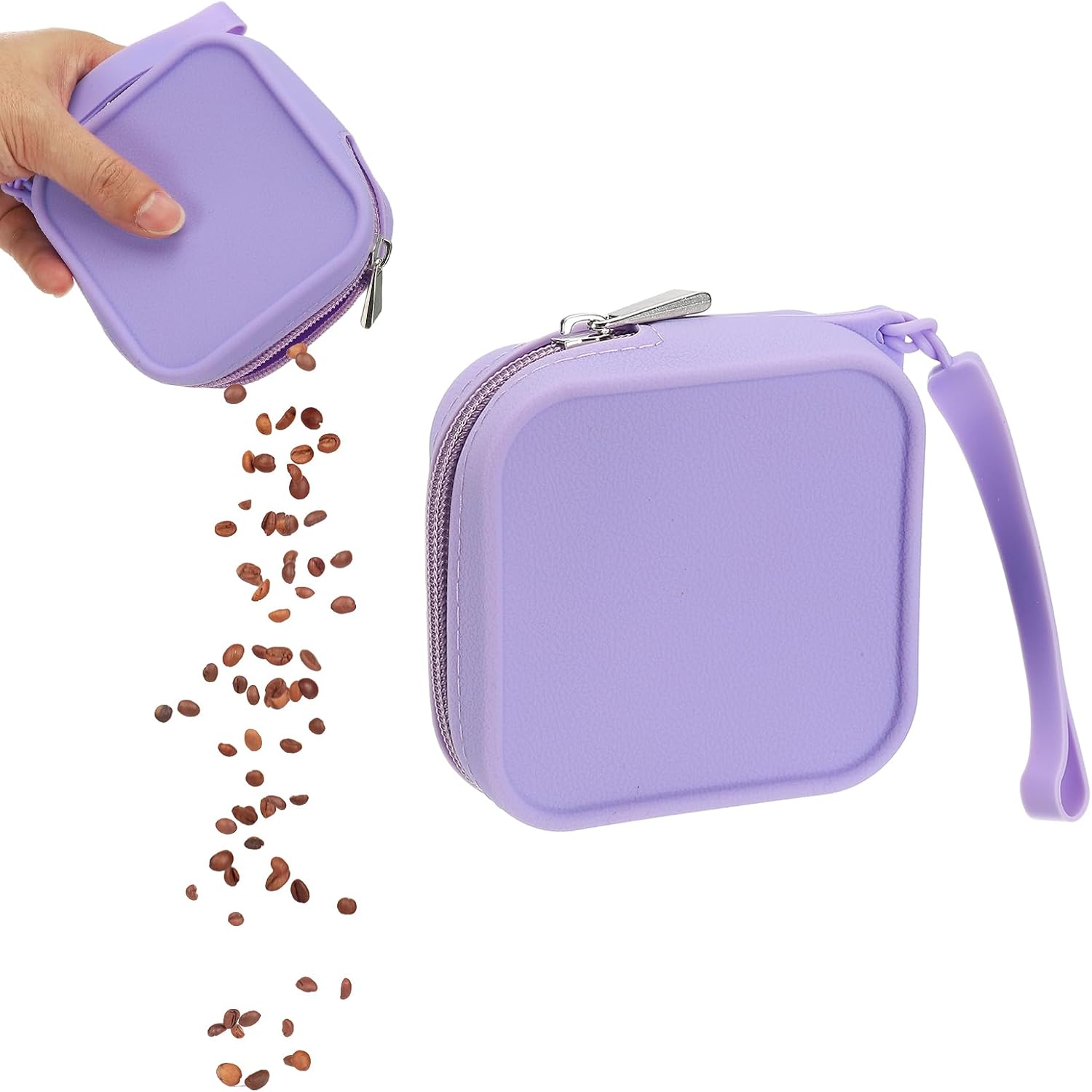 Silicone Dog Treat Pouch, Auto Closure, Pocket Size, Portable Walking Bag for Dog and Cat 4x4 Inch (Purple, 1Pcs), Intended for Pet Travel/Training/Walking