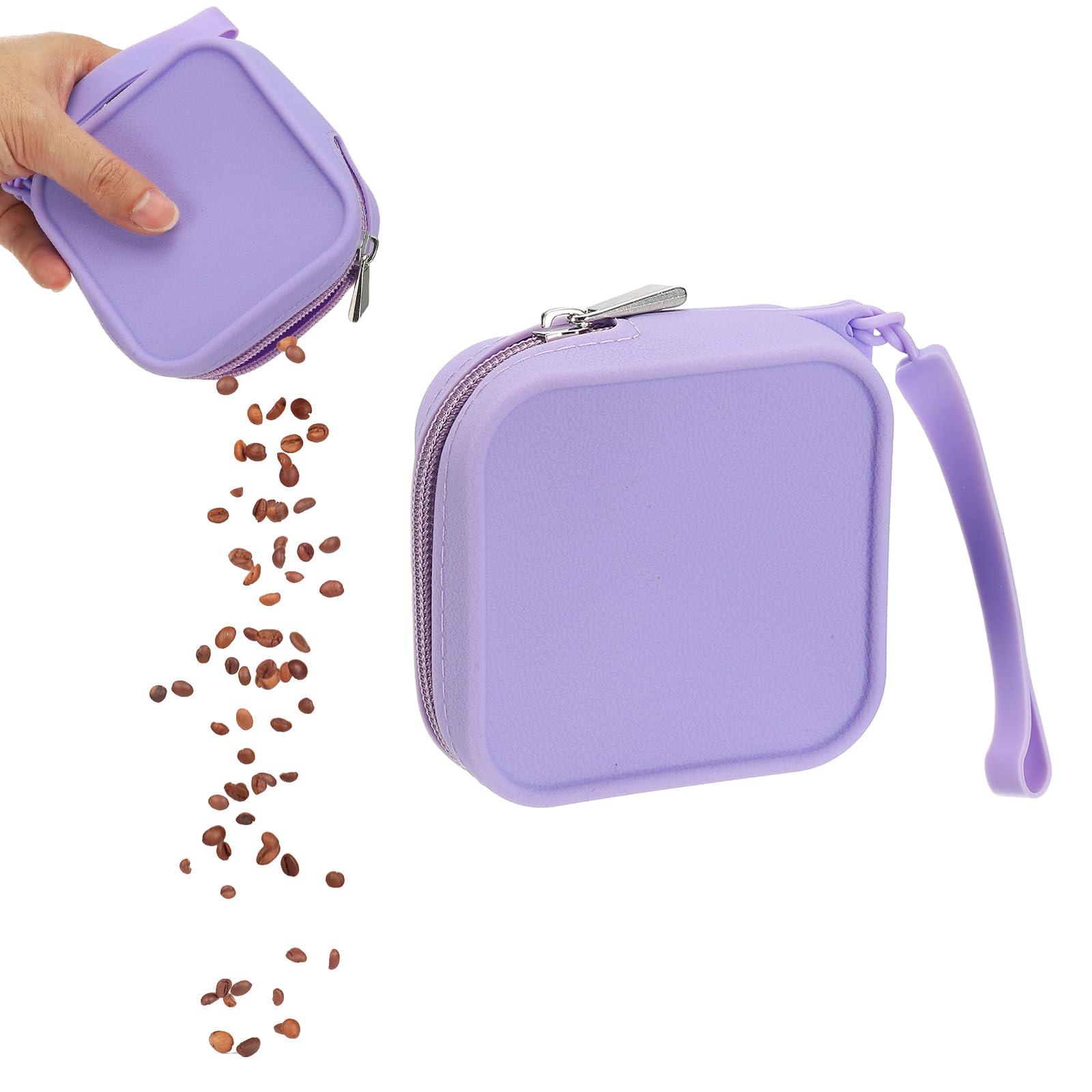 sourcing map Silicone Dog Treat Pouch, Auto Closure, Pocket Size, Portable Walking Bag for Dog and Cat 4x4 Inch (Purple, 1Pcs), Intended for Pet Travel/Training/Walking