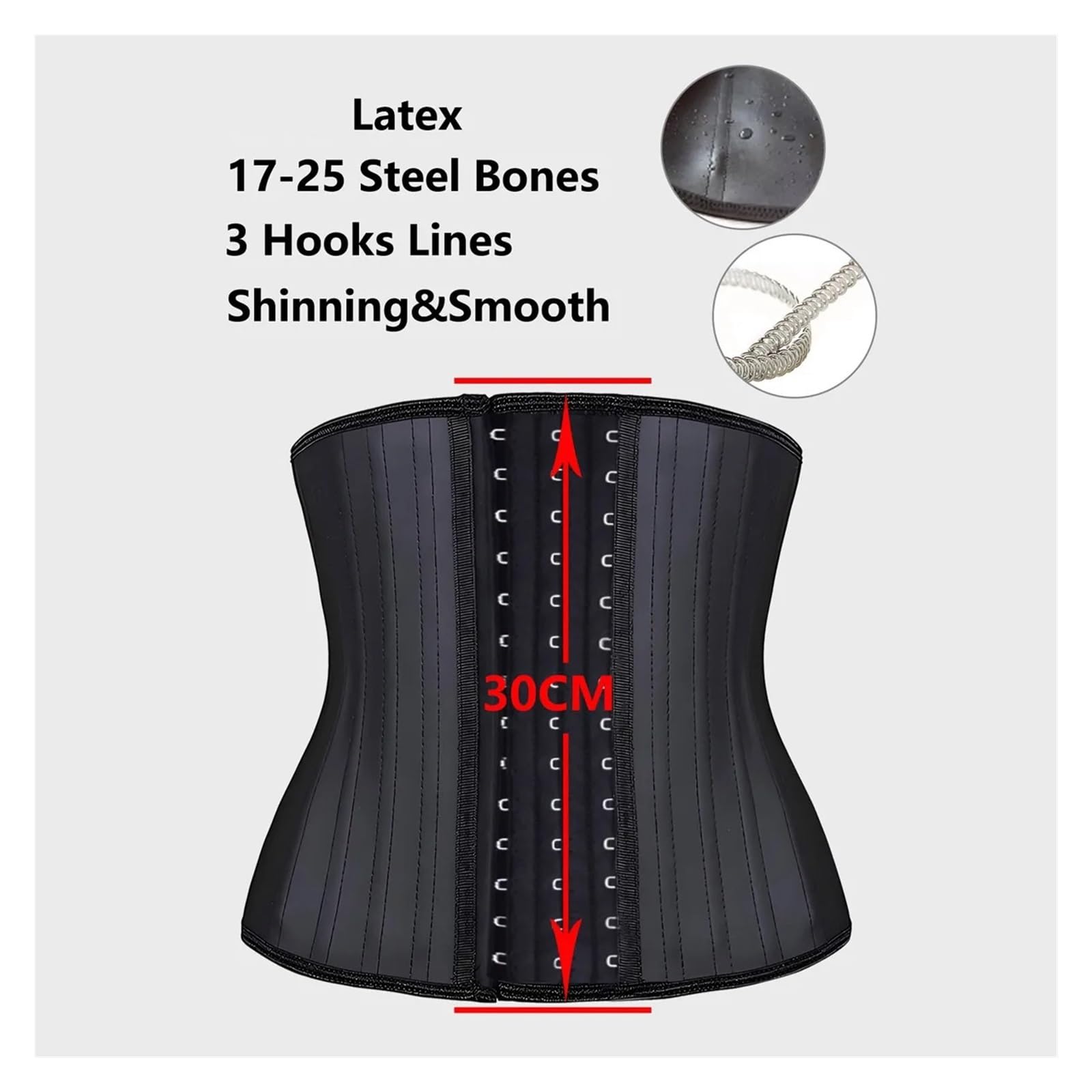 Cintura a Corsetto da Donna 30cm Latex Waist Trainer 25 Acciaio Osso Donne Fascette E Modellanti Corsetto Modellante Cinghia Body Shaper Guaine Dimagranti