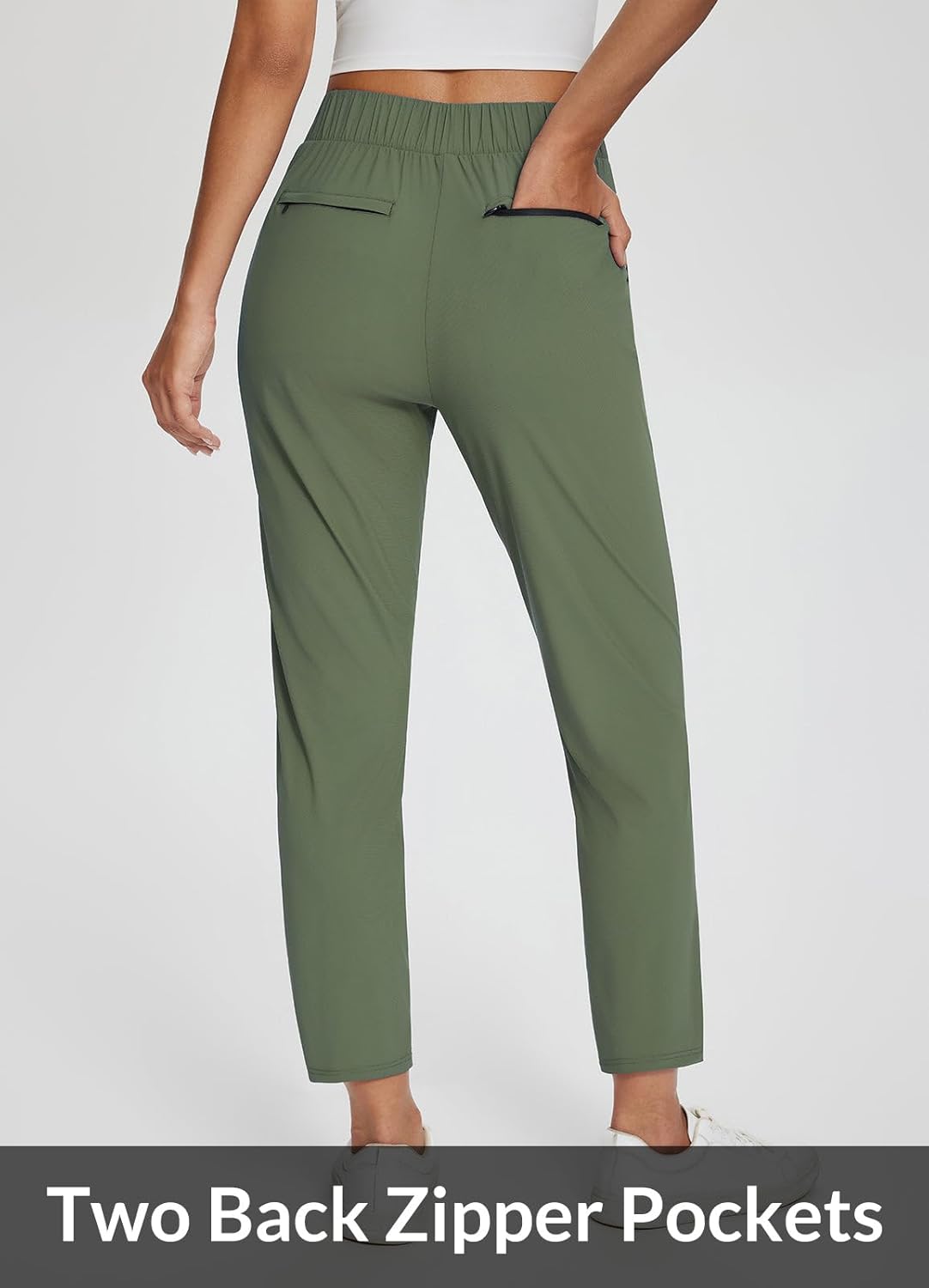 baleaf Womens Travel Pants Lightweight Stretch with Zipper Pockets Petite Ankle Dressy Golf Work Business Casual Slacks - Image 6