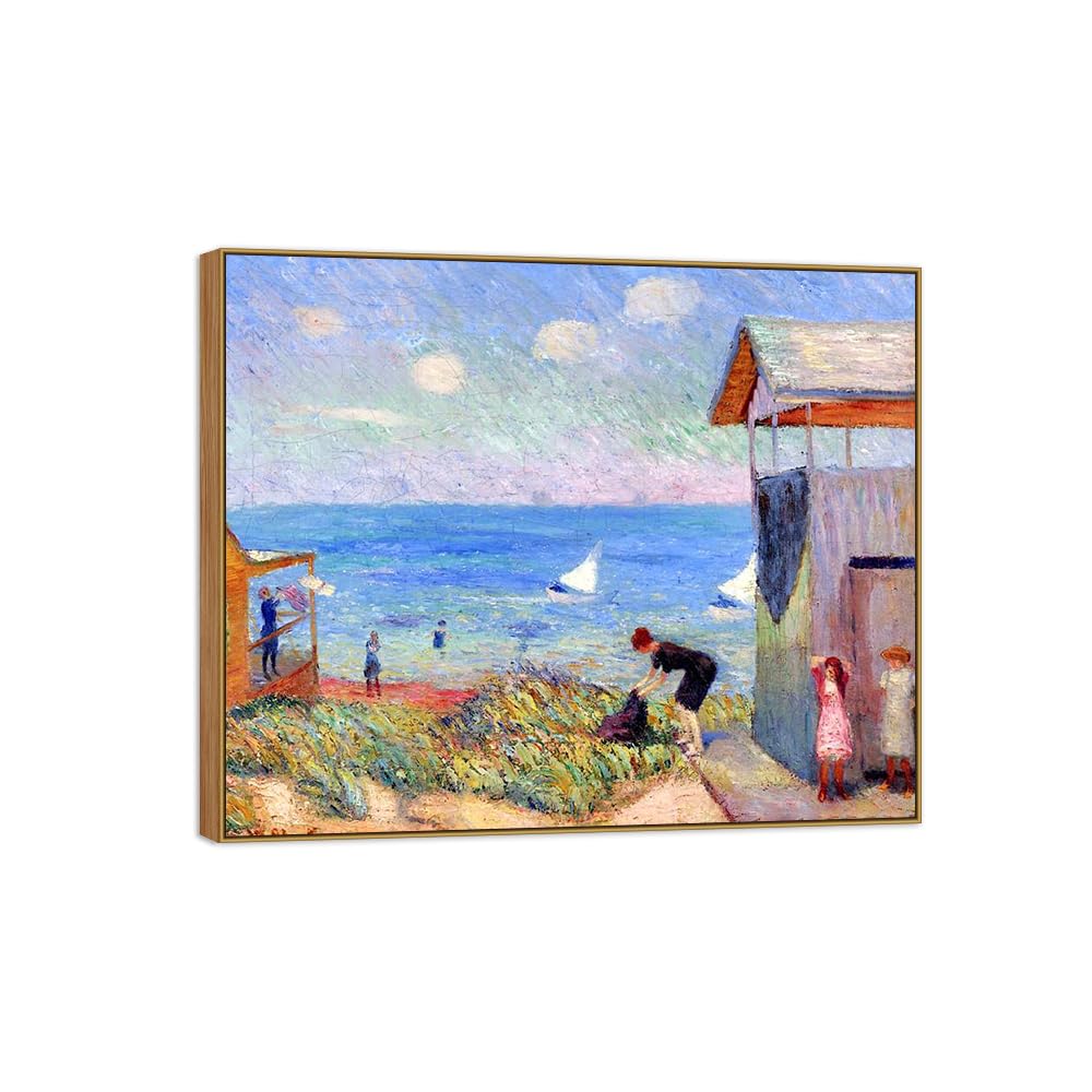 SDYSKKUG William Glackens Canvas Wall Art Prints for Living Room. Shore 35x30cm Wood Frame