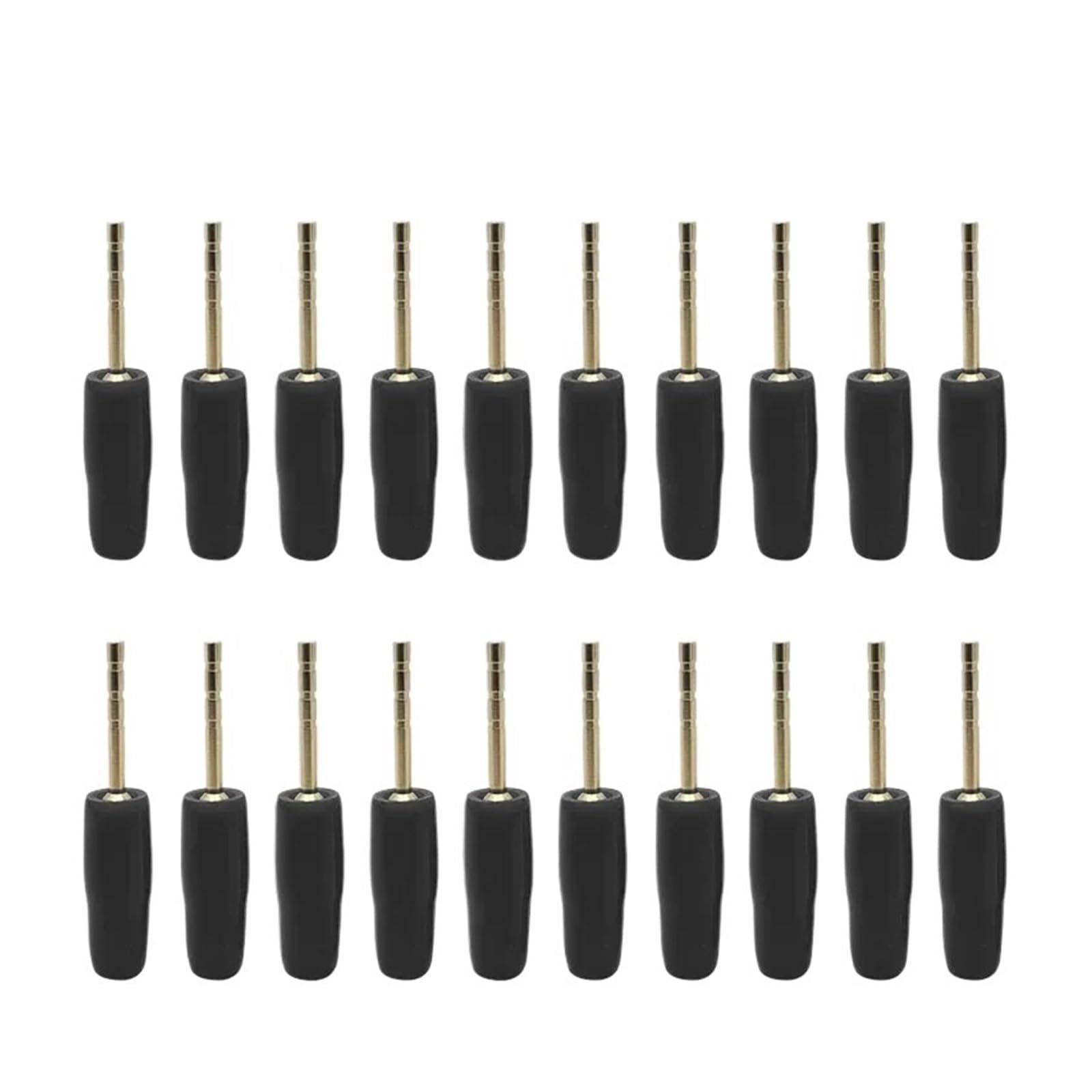20 pièces 2mm plaqué or Type de vis petite broche de prise connecteur de câble de haut-parleur en cuivre mâle droit(20 Black)