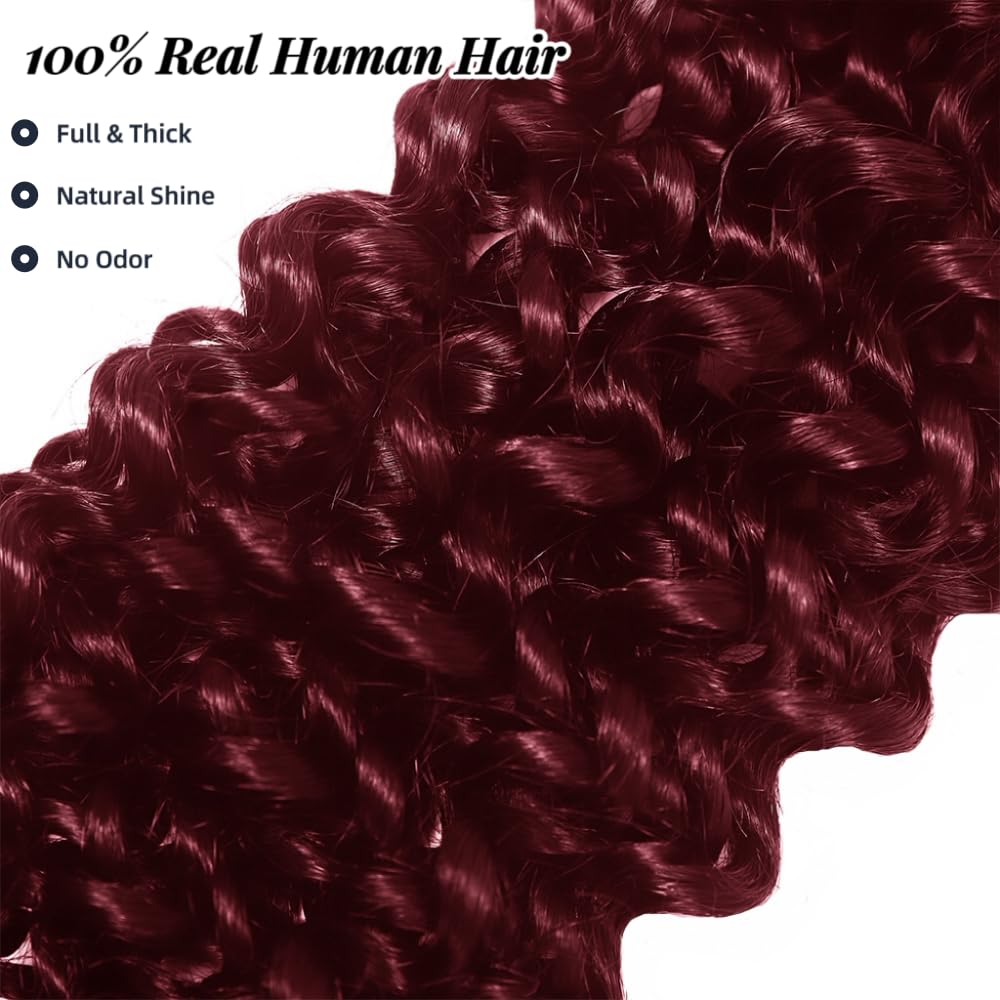 99J Water Wave Bulk Human Braiding Hair 18inch 1 Bundle 50g Human Hair for Braiding Brazilian Virgin No Weft Unprocessed 100% Human Hair Bariding Hair for Boho Braids