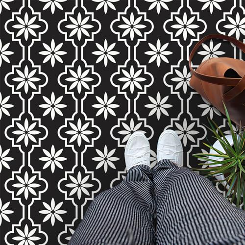 MORCART Peel and Stick Floor Tile, Vinyl Flooring Waterproof, DIY Flooring for Bathroom, Kitchen, Fireplace, Pet House, Stairs, Bedrooms, Wall (20PCS,7.87" x 7.87",White) by MORCART - Used condition - US$17.93