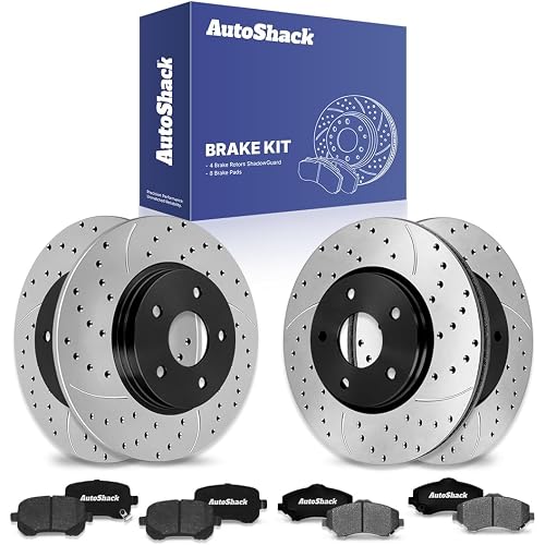 AutoShack Front & Rear E-Coated Rotors & Ceramic Pads for VW Routan 2010