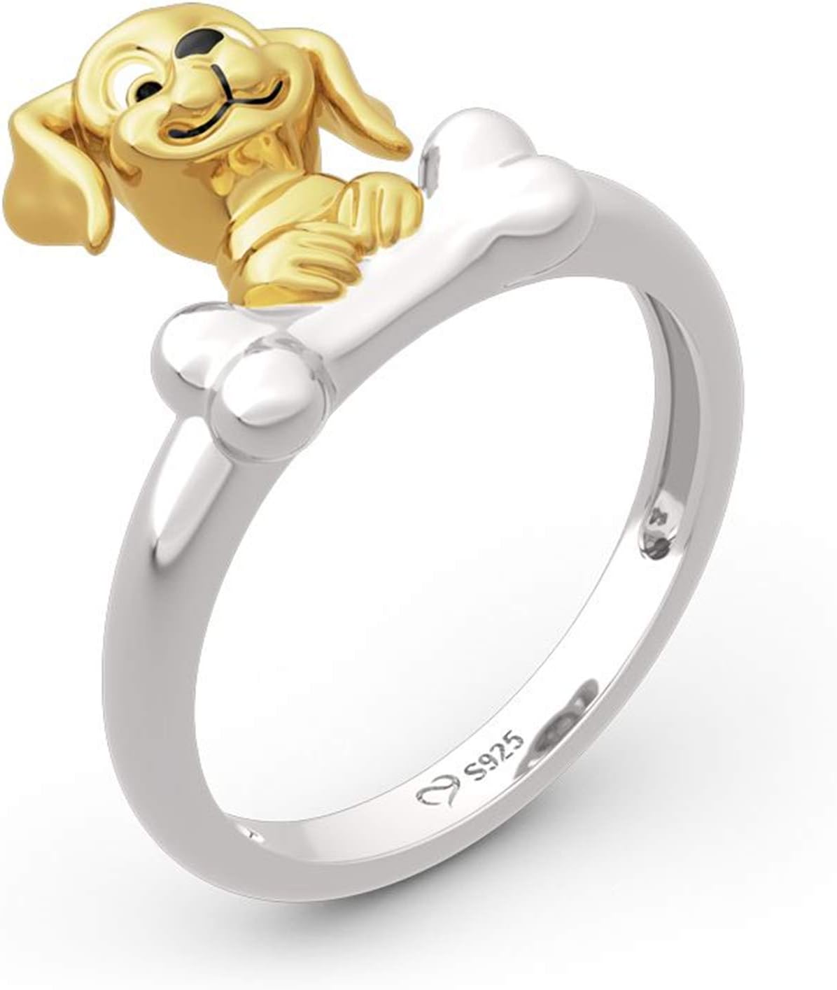 Jeulia "Dog＆Bone Sterling Silver Ring for Women Wife Girlfriend Engagement Wedding Anniversary Christmas Birthday with Jewelry Box