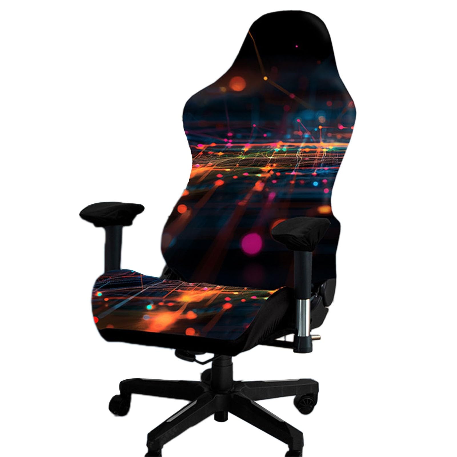 Kitegrese I Printed Gaming Chair Slipcover, Cat Scratch Proof Stretchable Game Chair Cover With Arms Cover(I)