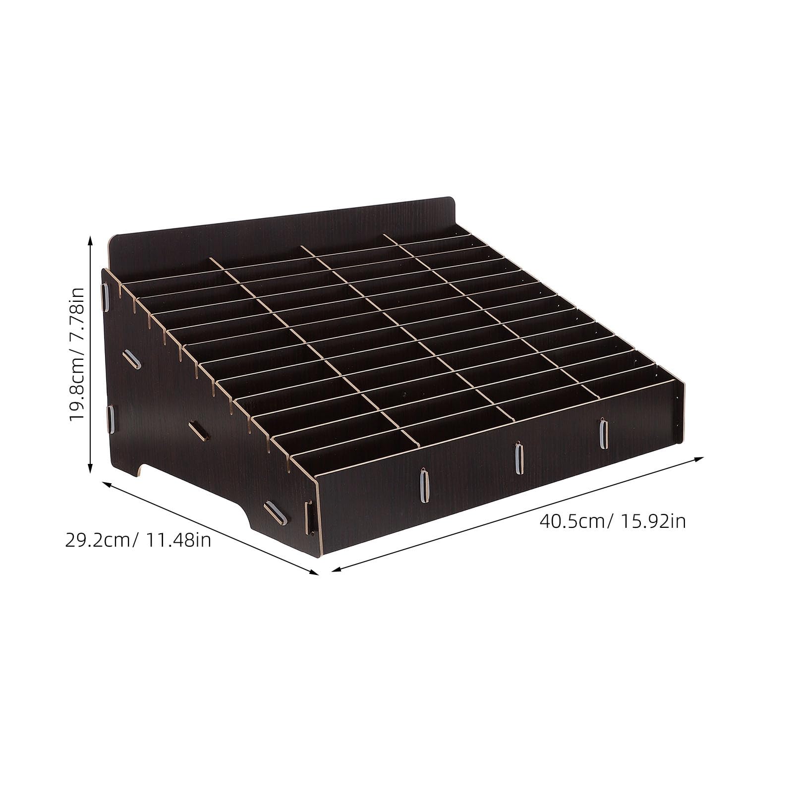 Kisangel Caja organizadora de Madera con 48 Ranuras para Teléfonos, Soporte Inclinado Color Marrón Oscuro, Estante para Almacenamiento de Móviles en Aula, Oficina o Sala de Reuniones