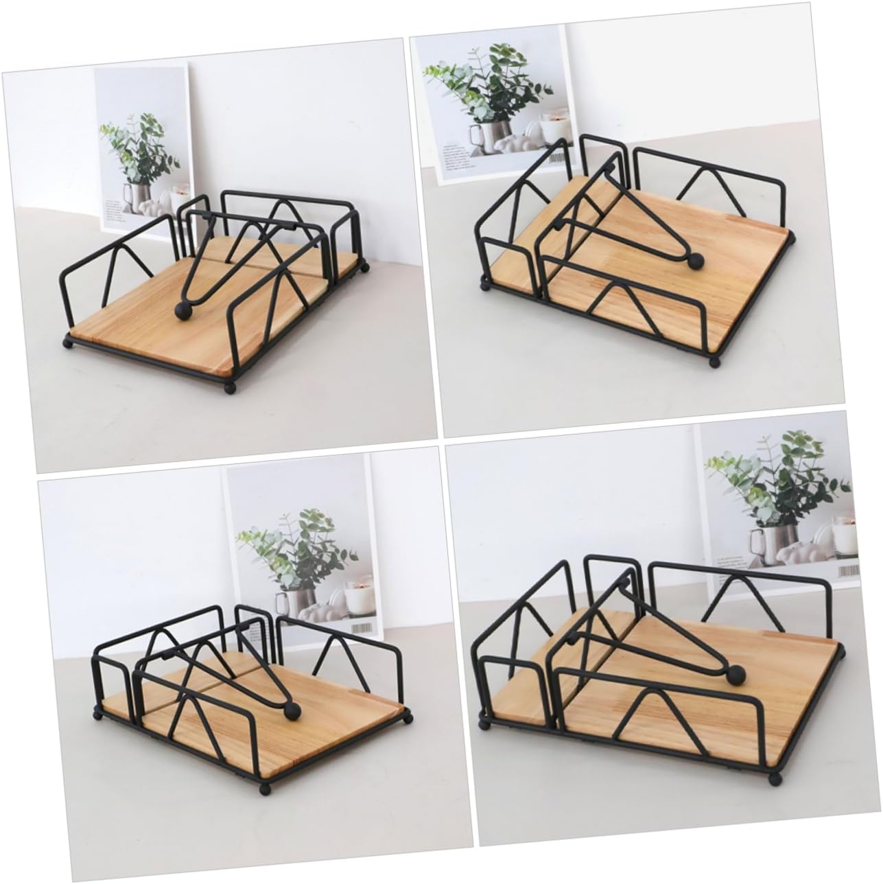 Generic Napkin Holder Dispenser Paper Plate Holder Dishwasher Cutlery Basket Paper Towel Holder Wall Mount Stainless Cover Office Storage Cottage Core Decor Unique Condiment Car Iron Black