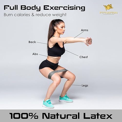 Miniatura 7 de FITNATION Juego de bandas de resistencia, versátiles bandas de ejercicio de látex para entrenamientos en casa y gimnasio, equipo de entrenamiento