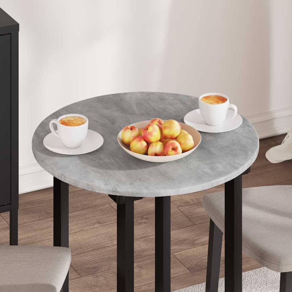 Tischplatte Betongrau 60 cm rund aus wetterfestem Holzwerkstoff Modernes minimalistisches Design für Garten Balkon Küche Terrasse und Wohnzimmer