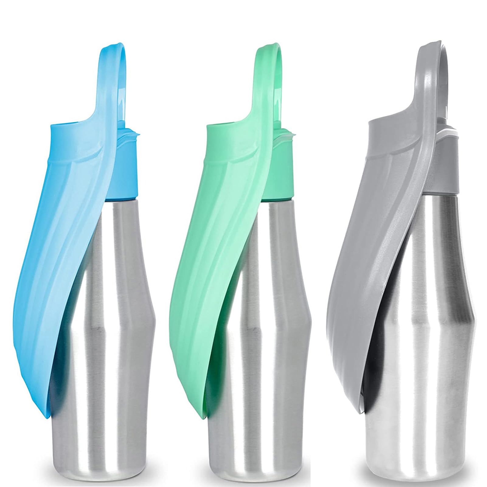 Borraccia portatile per cani, dispenser d'acqua per cani, in acciaio inox, tazza da viaggio per animali domestici, bottiglia d'acqua per esterni, ciotola pieghevole per cani (verde chiaro)