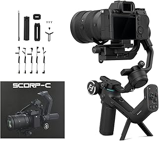 Feiyu SCORP-C 3-Axis Handheld Gimbal Camera Stabilizer for DSLR and Mirrorless Camera for Sony A6300/6400 A7S3 A7R,Canon EOS R,M50,80D,NikonD750/Z5/Z6, 5.51lbs Payload Professional Video Stabilizer