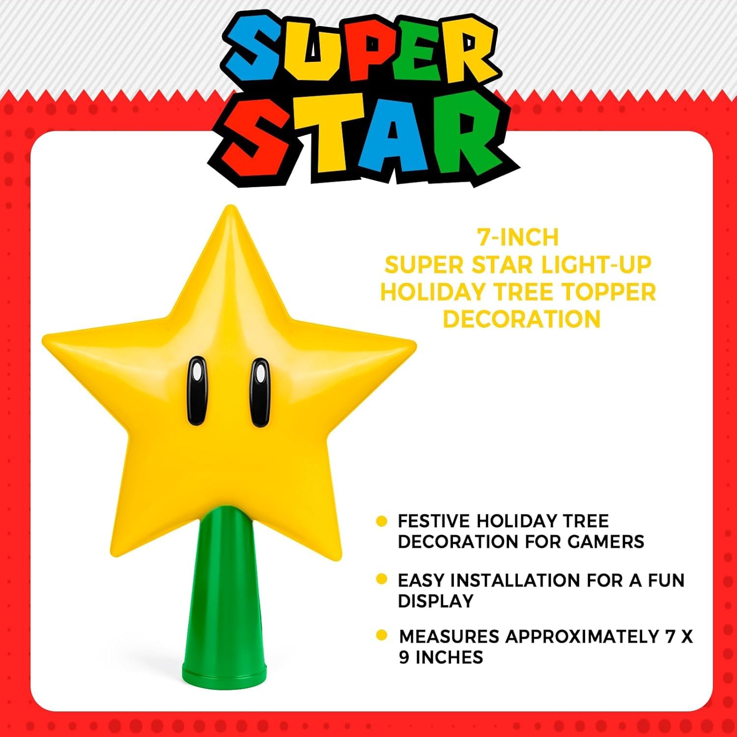 Weihnachtsbaumspitze Mario-Stern – super Dekorationen mit beleuchteter LED: Plug in