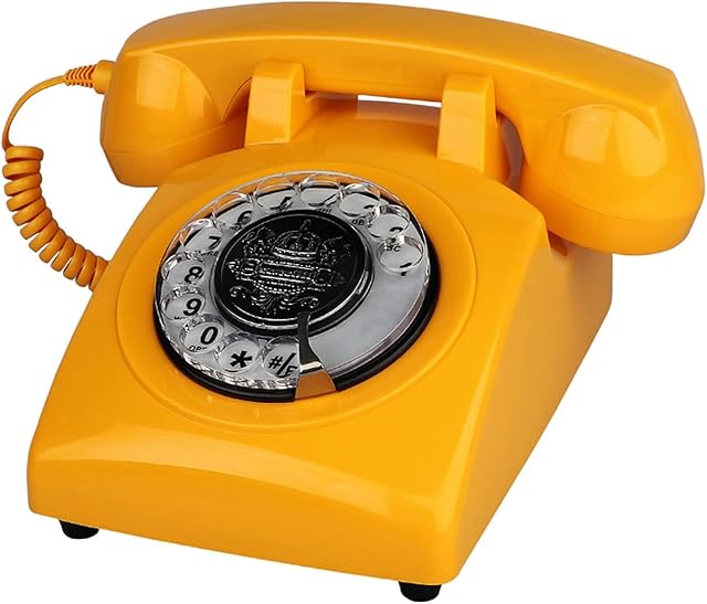 Corded Retro Phone, TelPal Landline Telephone with Old Fashion Rotary Dial Keypad, Decorative Classic 80s Antique Vintage Phones for Gift