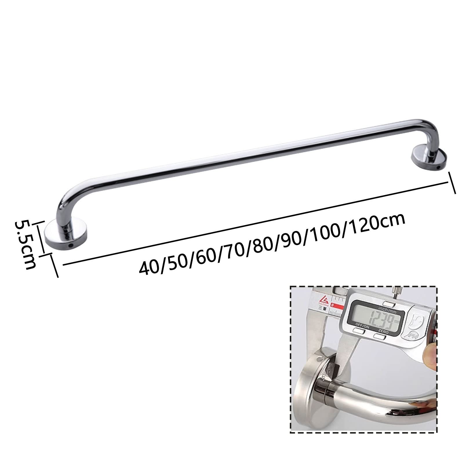 Barra Redonda para Toallas de Pared, rieles de 40 cm a 80 cm, Soporte Multifuncional de Acero Inoxidable 304 para baño o Cocina (tamaño: 50 cm)