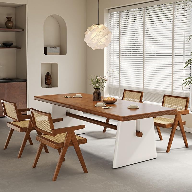 ENGENDER Mesas De Cocina Mesa de Comedor de Madera Maciza for Uso doméstico pequeño, Estilo WABI-sabi, Rectangular, for casa de Familia. Comedor(120cm)