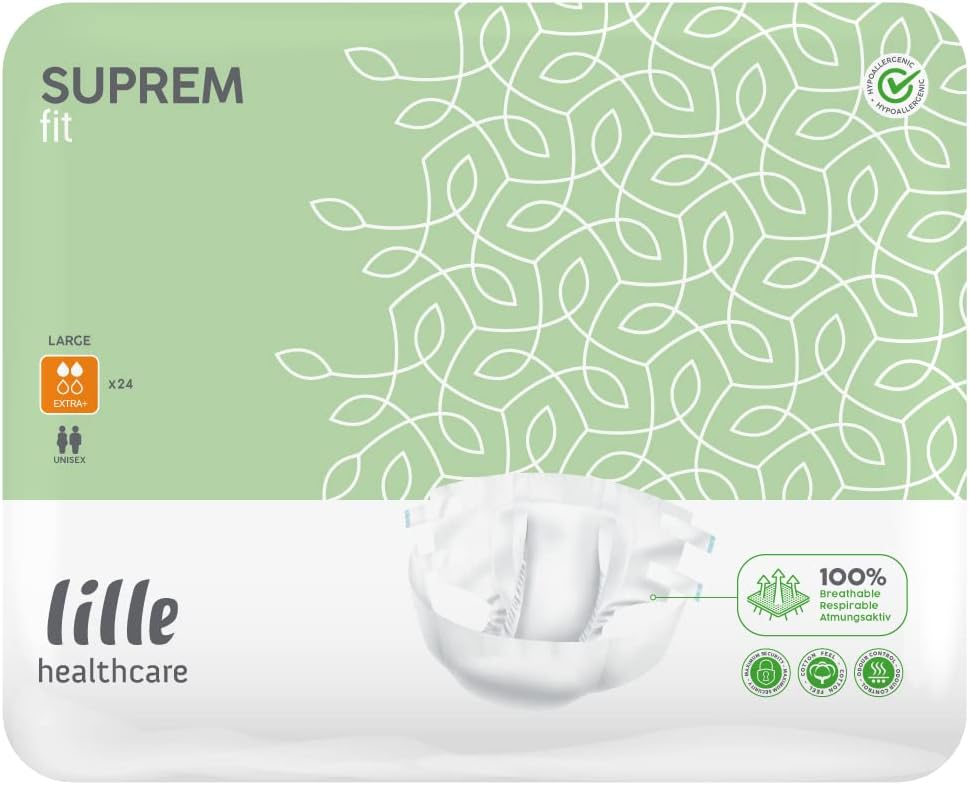 Lille Suprem Fit Extra Plus All-in-One Incontinence Briefs - Large (Pack of 24)
