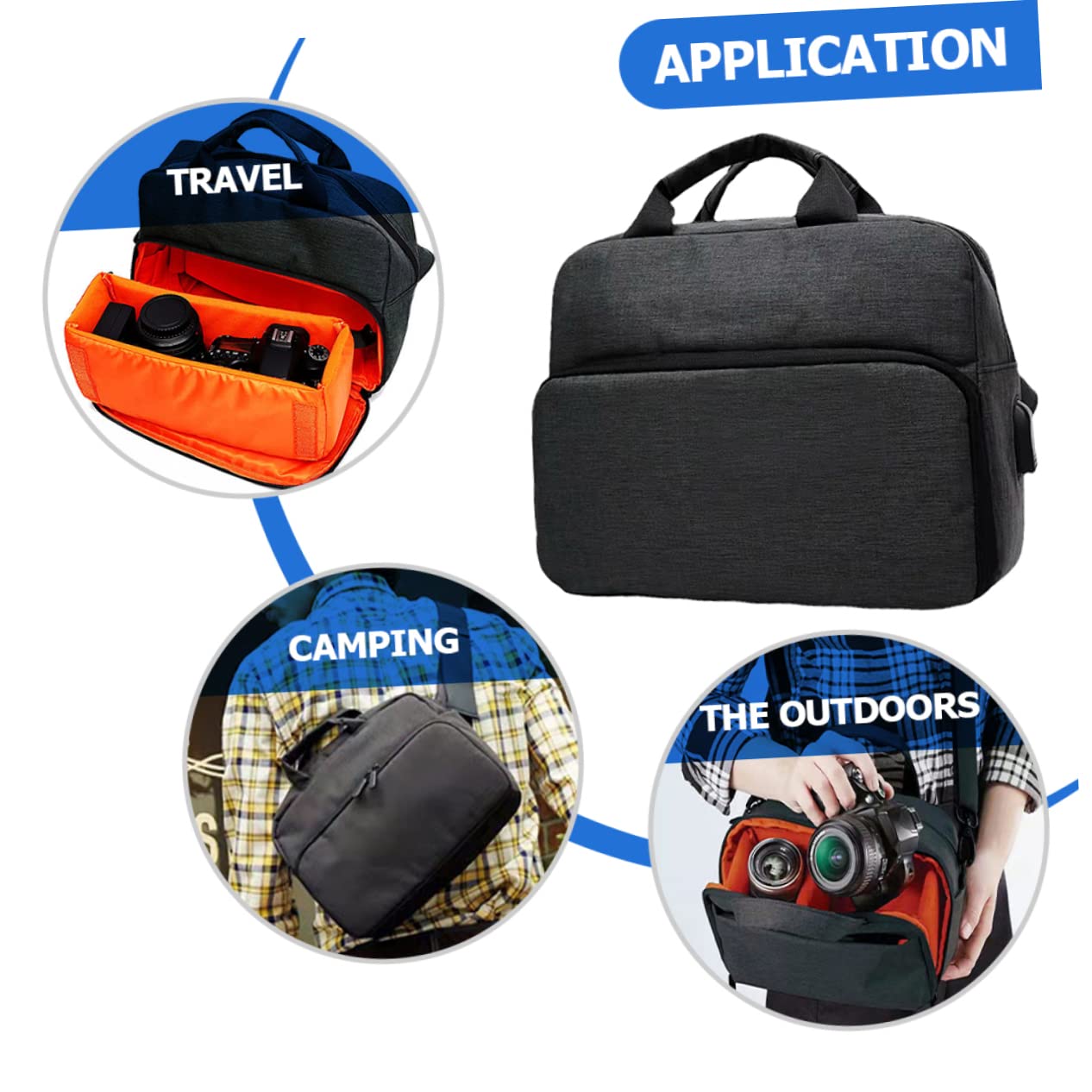 Borsa Tracolla per Fotocamera Reflex in Oxford, Zip