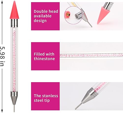 Miniatura 2 de Calsoling 4 piezas de herramientas de pintura de diamante sin necesidad de cera, bolígrafos autoadhesivos, doble cabezal, sin arcilla, diseño