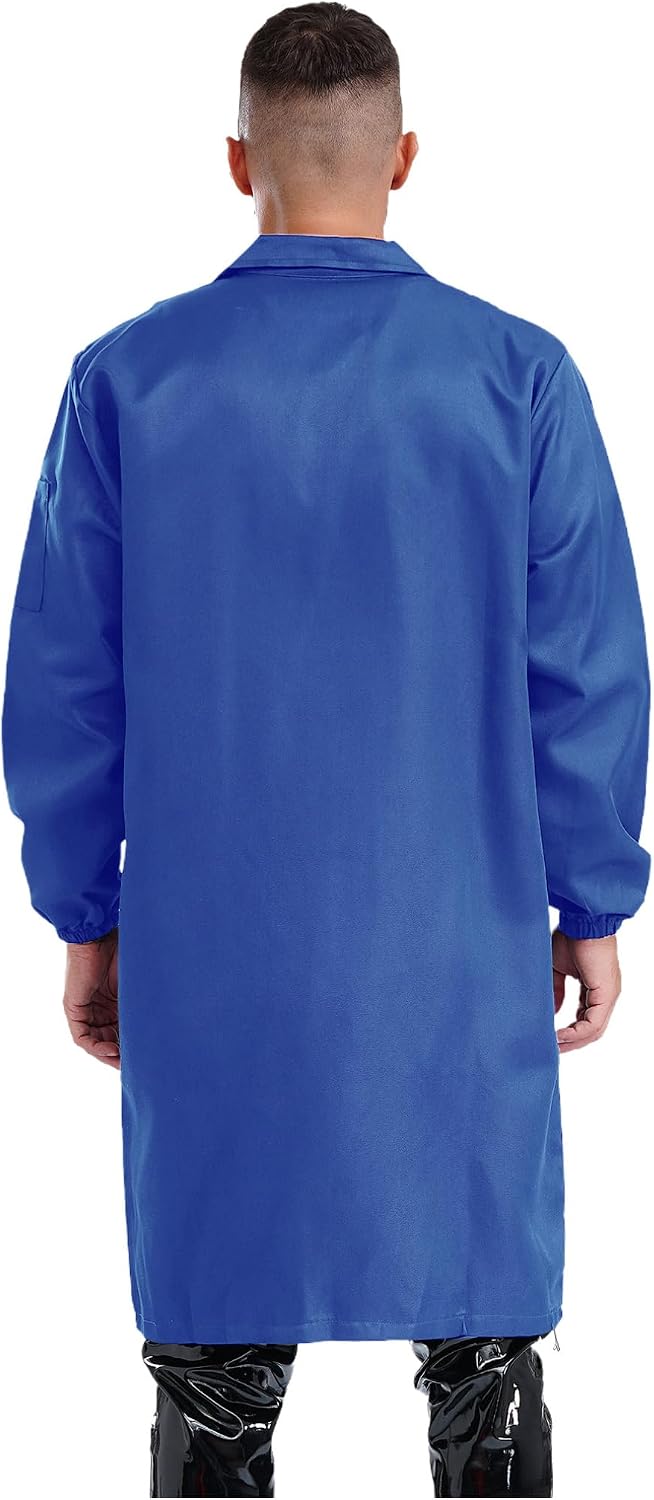 FEESHOW Men Women Work Coat Dustproof Jacket Resistant Blouse Long Sleeve Top Factory Lab Coat
