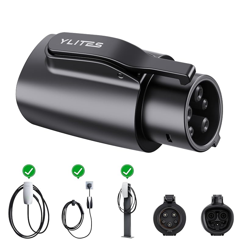 Adaptador NACS para J1772 YLITES para veículos elétricos e híbridos plug-in, carregamento AC de até 80 A e 250 V