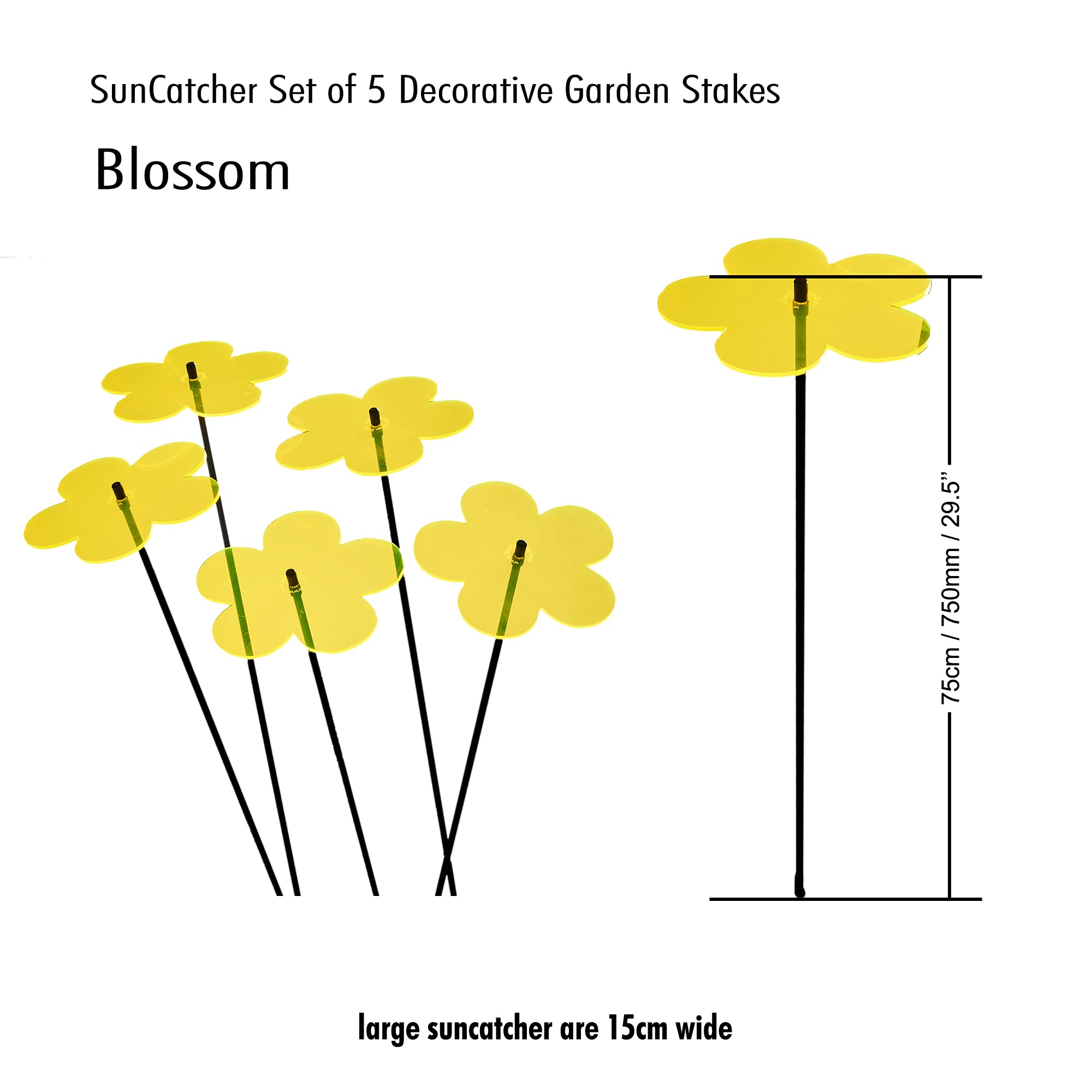 SunCatcher Garden Decor Vibrant Blossom Set of 5 Large Glowing Garden Stakes 75cm - Image 4