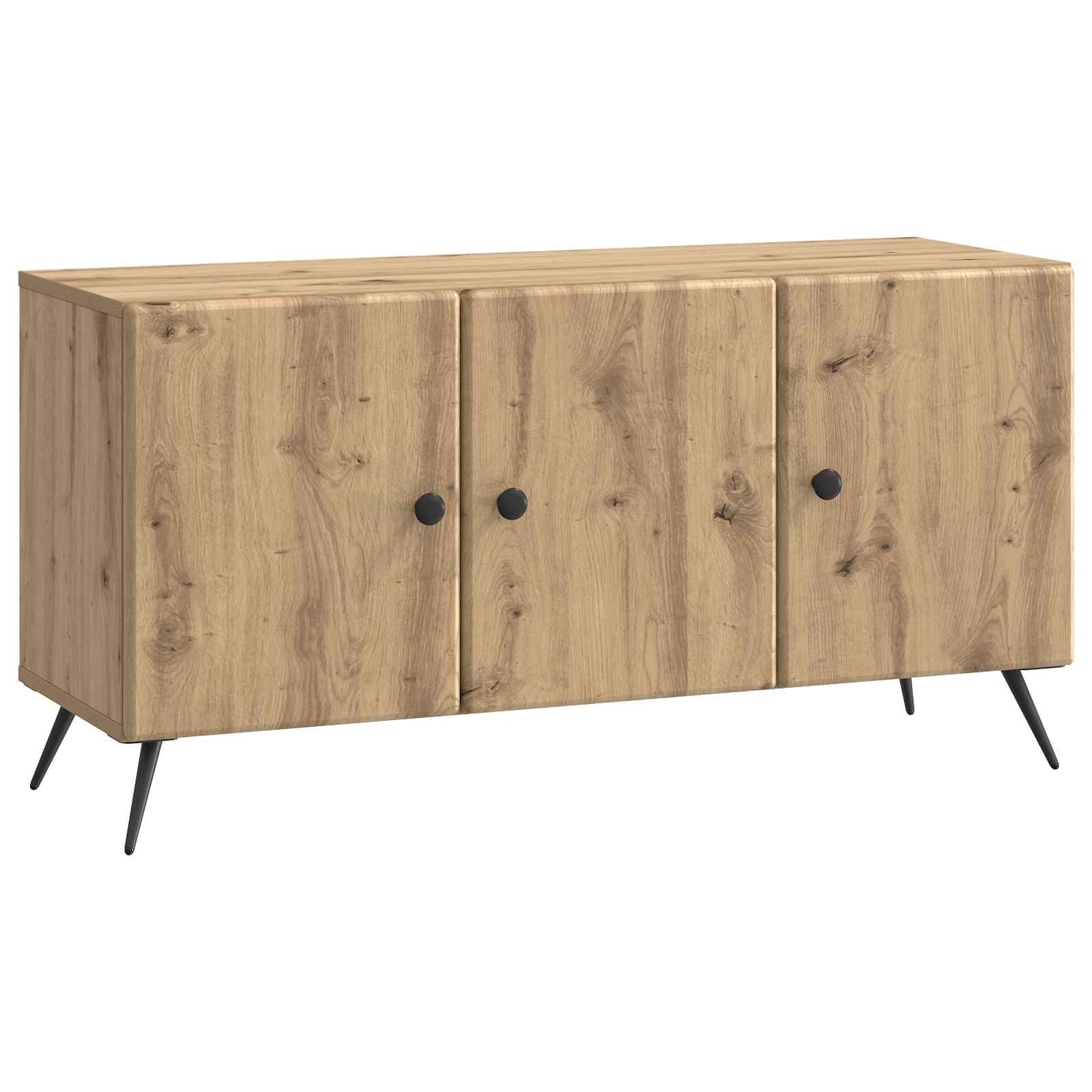 Meuble TV en chêne Artisan 99 cm avec 3 portes pivotantes meuble bas salon