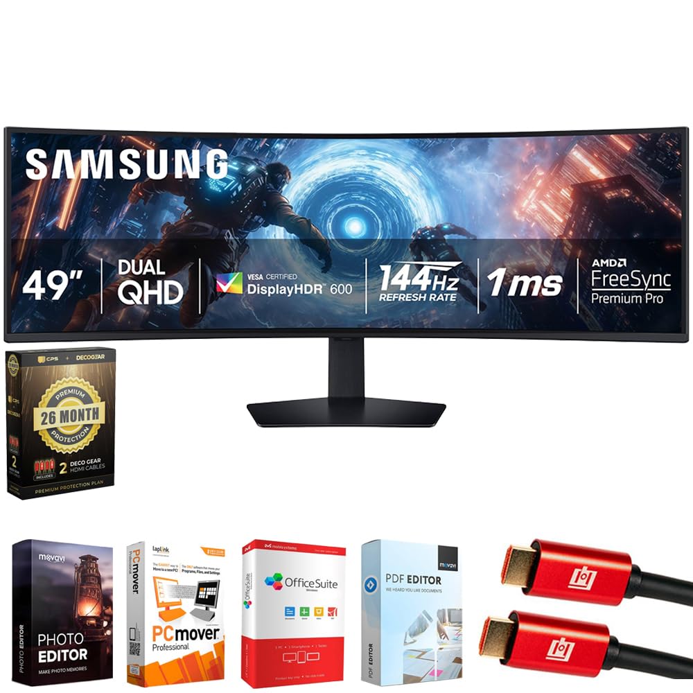 Samsung LS49FG910ENXZA 49" Odyssey G9 G91F DQHD Gaming Monitor 2025 Bundle with Tech Smart USA Elite Suite 18, 2X 4K HDMI Cable &amp; Deco Gear CPS Exclusive 26 Month Protection Pack (BEACH-CPS-26M1000)