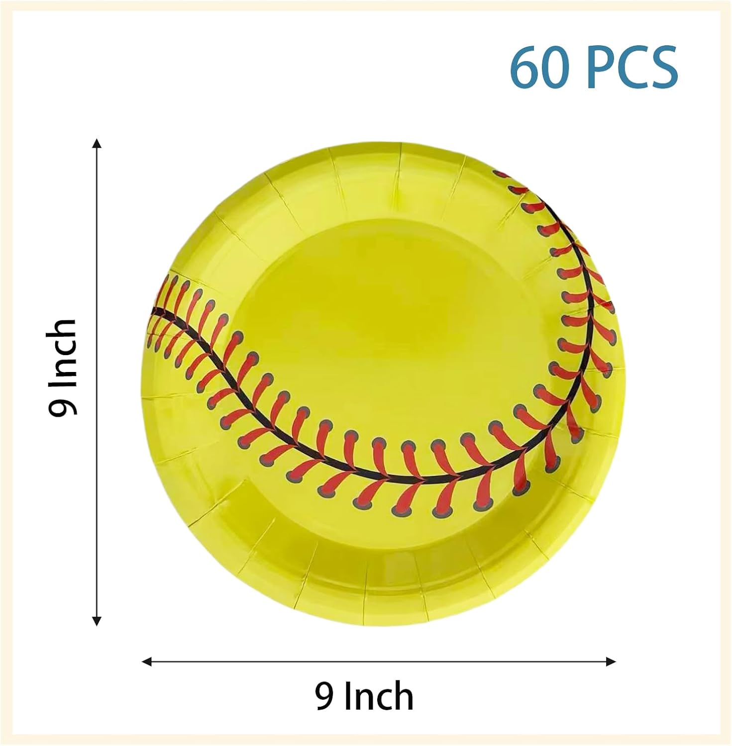 60 Pcs Sports Party Plates, Disposable Sports Paper Plates, Soft Ball Plates for Sports Fans Baby Shower Birthday Party Decorations (9Inch, Soft Ball)