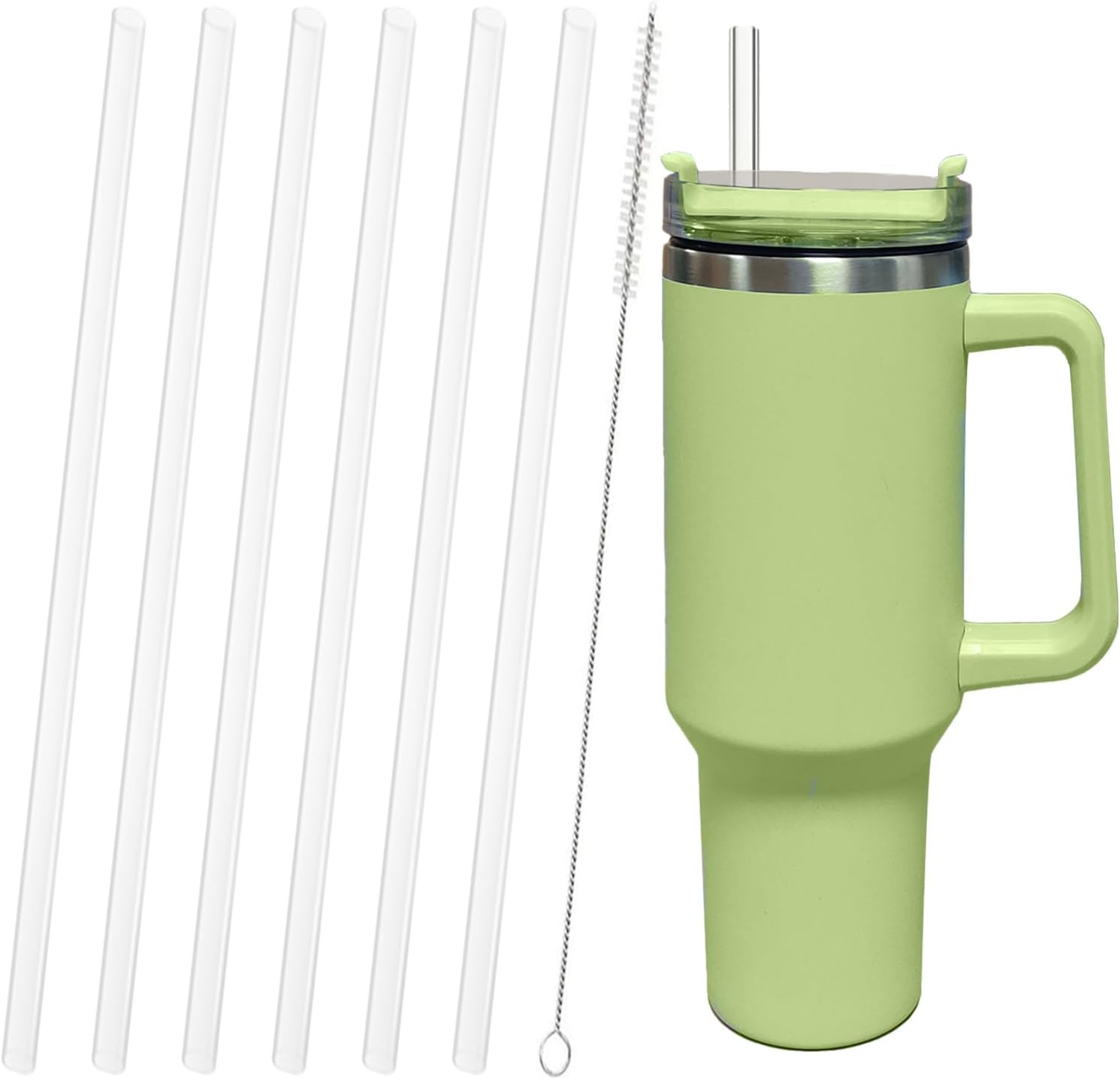 8Pcs Replacement Straw Compatible with Stanley 40 oz 30 oz Cup Tumbler, Reusable Straws for Stanley 40 oz and Simple Modern Trek Tumbler with Handle, Straws with Cleaning Brush for Stanley Accessories