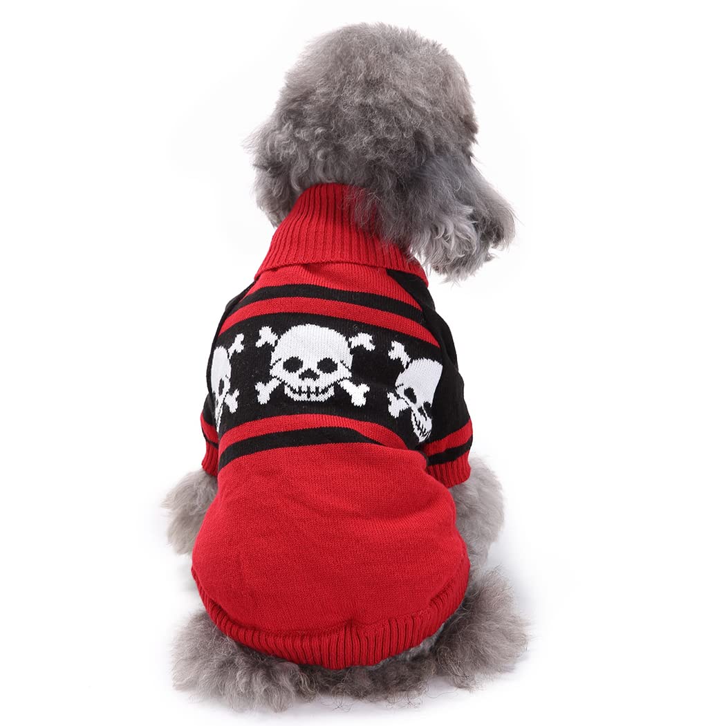 XIAOYU Dog Sweater Halloween Pet Costumes Skull Sweater Puppy Cat Jumpers Holiday Party Clothes(XL)
