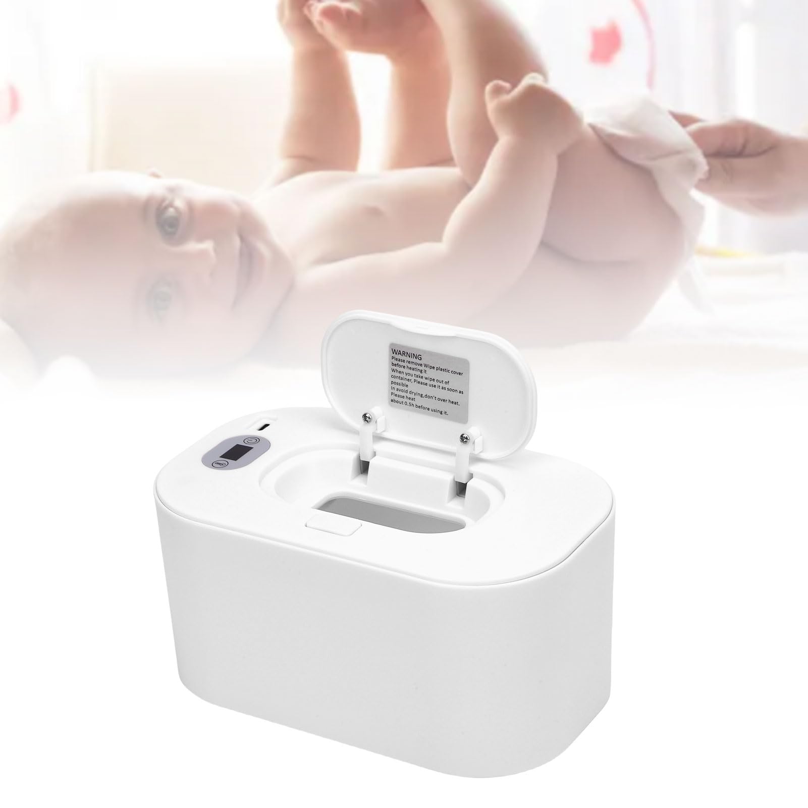 Chauffe-Lingettes pour bébé, Distributeur Portable de Lingettes Humides pour bébé à Chauffage Rapide, Chauffe-serviettes Humides USB pour nouveau-né pour Maison, (Réglage de la température