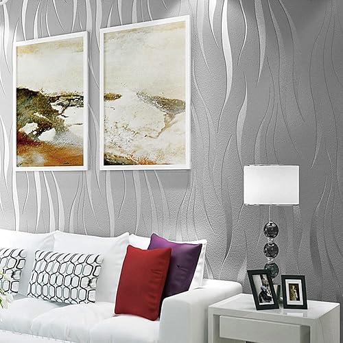 Miniatura 10 de Q QIHANG Papel tapiz de despegar y pegar estereoscópico 3D hojas de hierba a rayas papel de pared grueso autoadhesivo extraíble para sala de estar