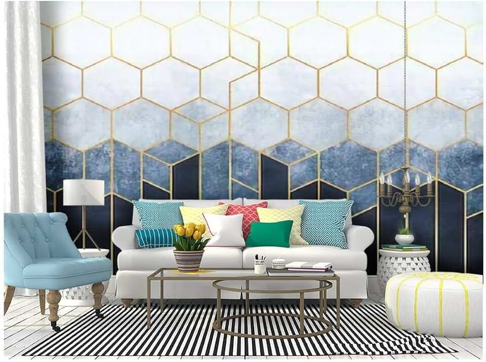 blue and gold wallpaper