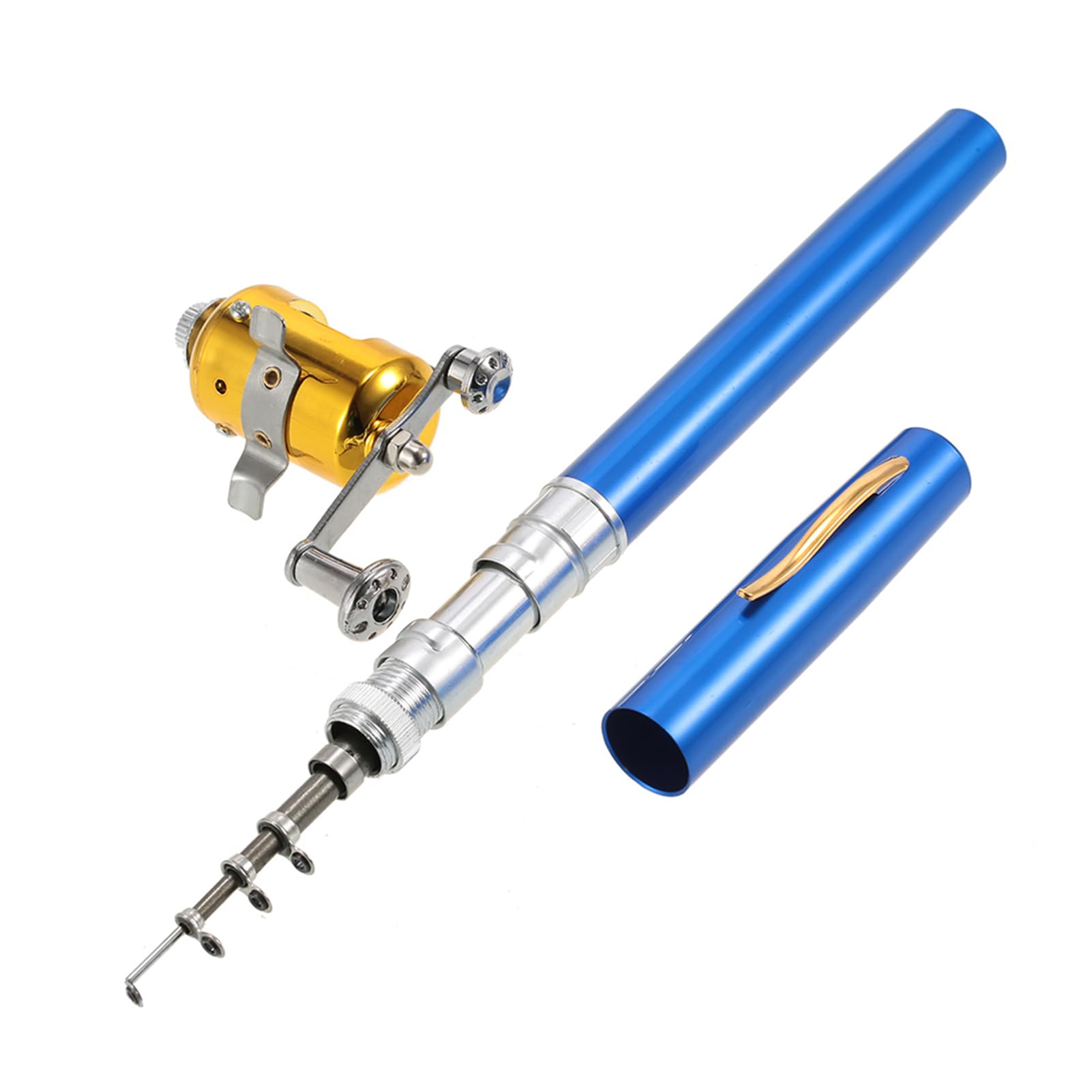Telescopic Fishing Rod and Reel Combo Portable Fishing Gear for Adults, Travel, Surf, Saltwater & Freshwater Fishing, fit for Beginners with Carrier Bag Included (Blue)