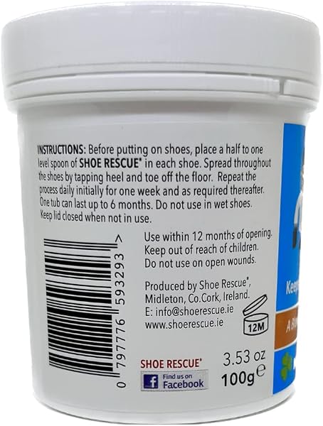 Poudre pour pieds et chaussures 100g élimine les odeurs Développé par un podologue agréé Shoe Rescue est un remède déodorant naturel à 100% pour éliminer les chaussures et les pieds puant - 3