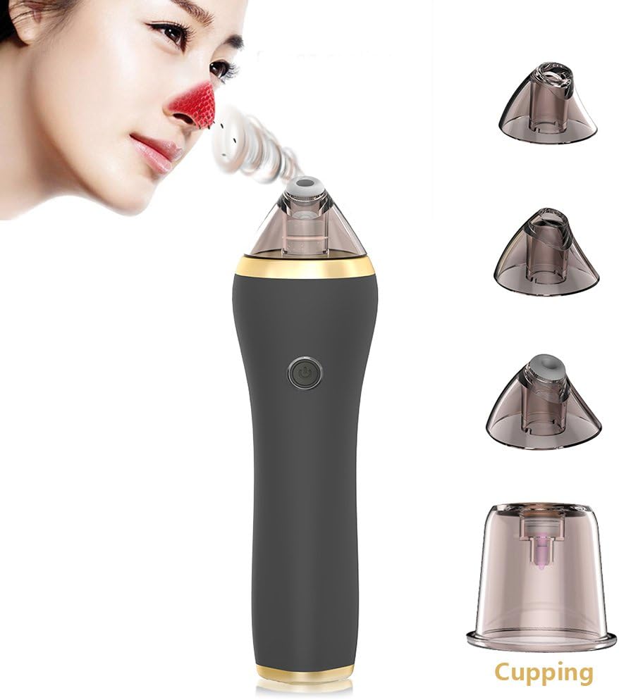 Blackhead Vacuum Cleaner Body Cupping Massager Facial Acne Pore Remover Suction Diamond Peeling Dermabrasion SPA Beauty Deicve Remove Blackhead and Tighten Skin (black)