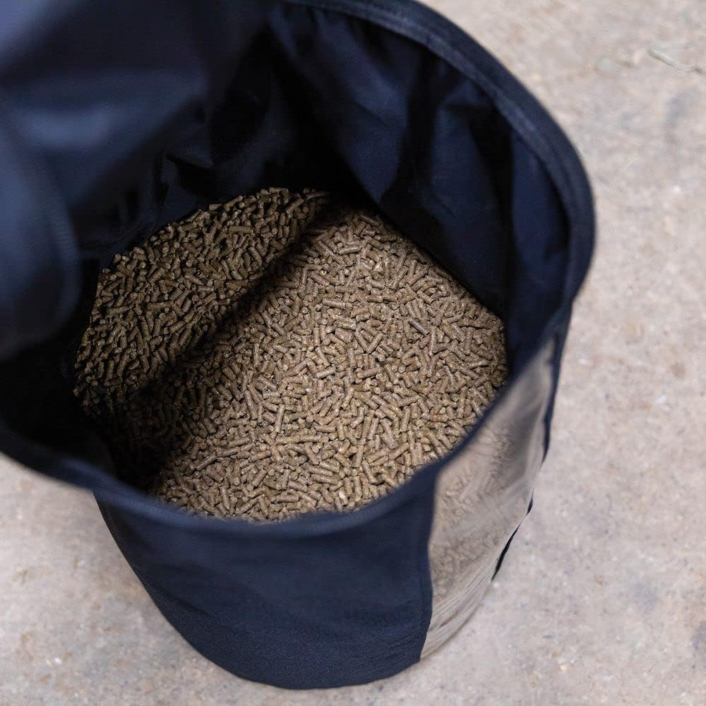 Dura-Tech E-Z View Grain Bag | Color Black | Horse Stable Essential | Travel-Friendly Grain Bag | E-Z View Front Panel | Holds Week's Worth of Grain | Durable 1000D Cordura Material
