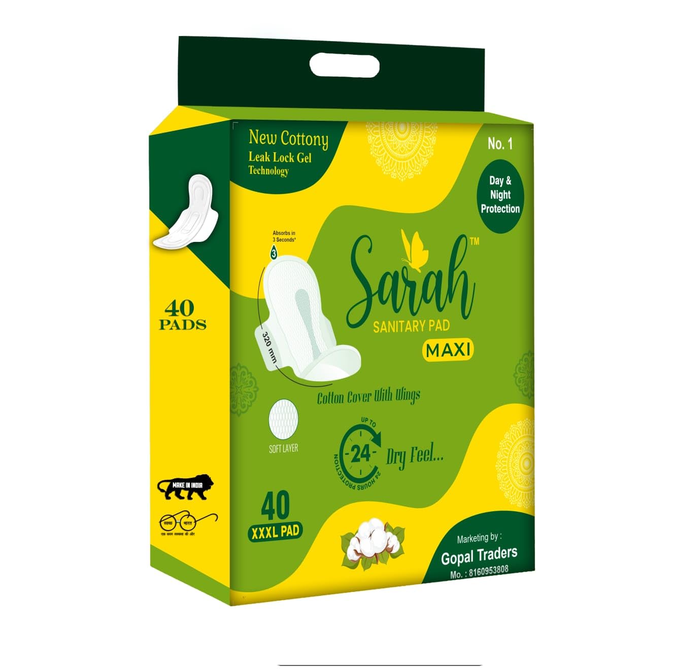 Sarah 320mm XXXL Sanitary Pad - Ultimate Protection for Heavy Flow Days | Extra Large and Super Absorbent | Comfortable and Leak-Proof | Long-Lasting Menstrual Care for Womens Health (Pack of 1) (B0BXFMXS85) Amazon Price History, Amazon Price Tracker