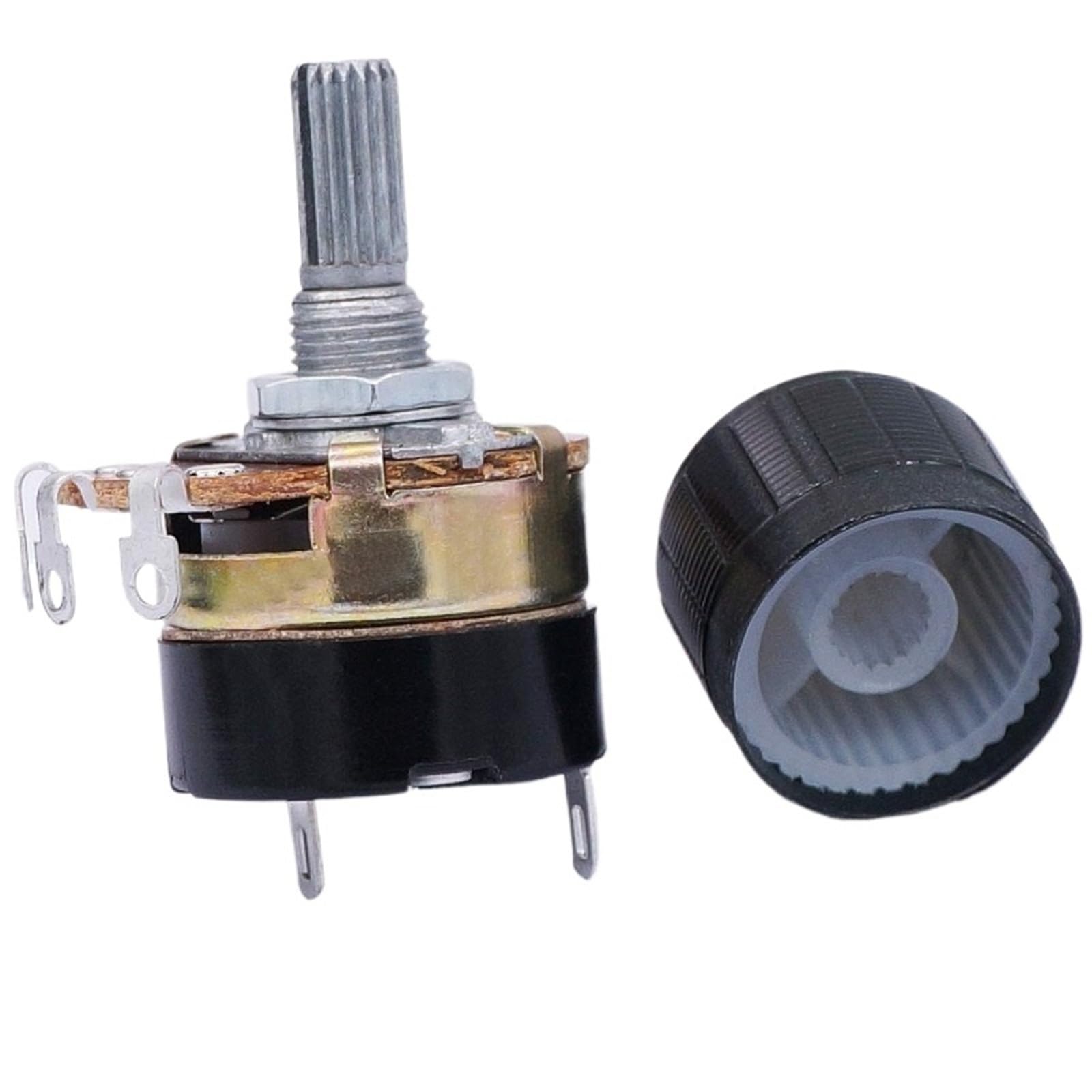 2Sets WH138 B5K B10K Ohm Single Linear Taper Dimmer Potentiometer mit Schalter und schwarzer Legierung 2Pcs(500K Ohm)