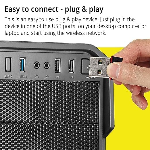 Image of USB WiFi Adapter 300Mbps Wireless Dongle for PC, Laptop, Desktop, DVR, NVR & Android TV Box | 2.4GHz USB 2.0 Plug & Play High Speed Internet Adapter