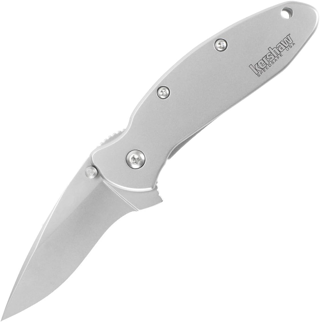 Kershaw Scallion Pocket Knife, Black and Gray, 2.4 Inch Stainless Steel Drop Point Blade, EDC with Assisted Opening, Dual Locking, Made in the USA, Everyday Carry Pocket Knife for Men and Women