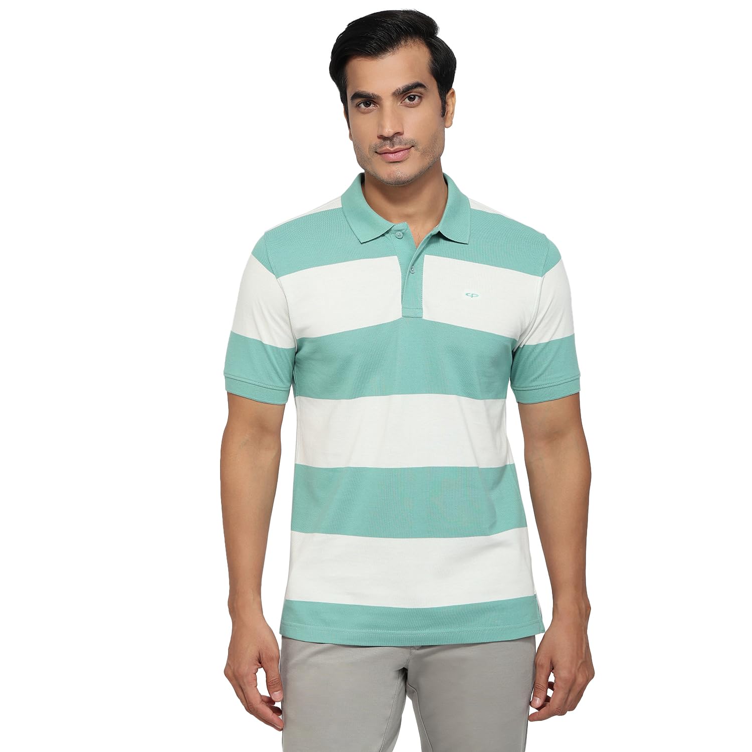 Men Regular Fit Stripe Pattern Pure Cotton Polo Neck Half Sleeve Casual T-Shirt-image-42