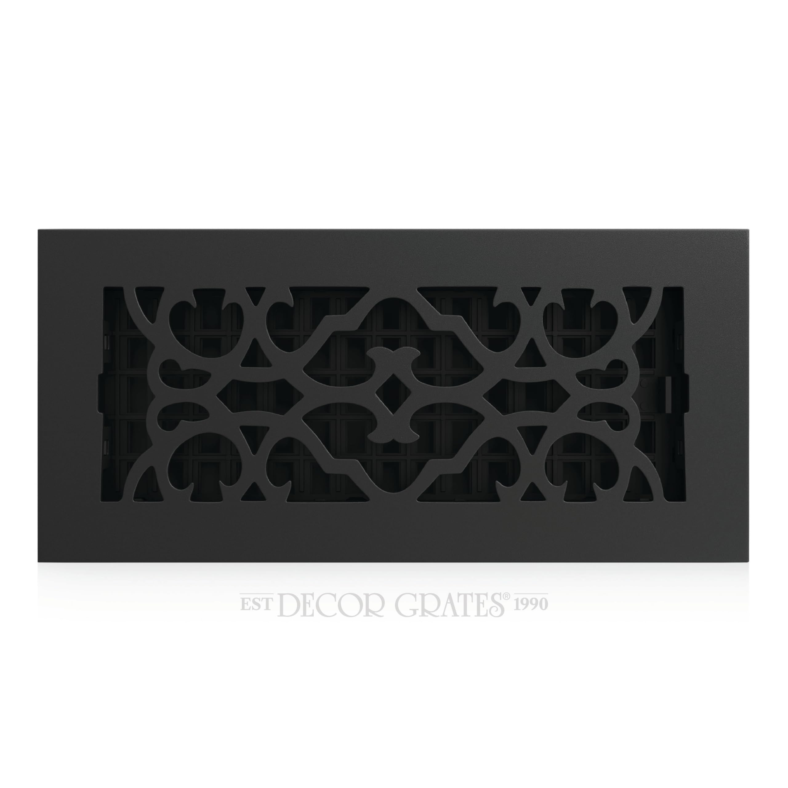 Decor Grates AC410-BLK Victorian Floor Register, Cast Iron Black, 4 x 10